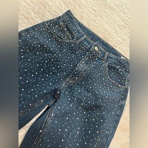 SHEIN rhinestone denim jeans
